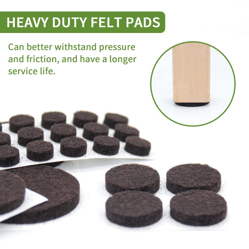 COVERCORNER Felt Furniture Pads for Hardwood Floors 162 PCS, Furniture Pads, Floor Protectors for Hardwood Floors, Felt Pads for Furniture, Round, Dark Brown, Value Pack - Image 5